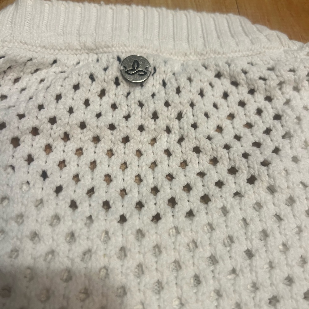 prAna White‎ Open Knit Sweater Chunky Textured Pullover - Picture 6 of 7